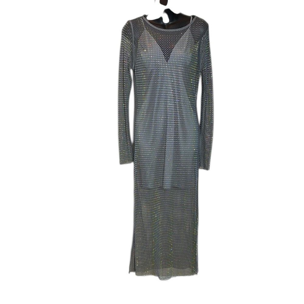 House of Harlow 1960 women’s medium‎ dress rhinestone fishnet mesh sexy